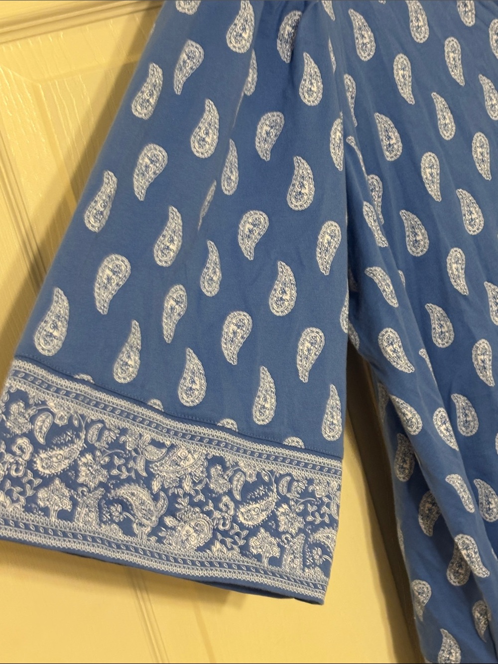 J. Jill Blue Paisley V-Neck Cotton Shirt - Picture 4 of 5